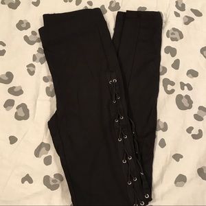 NWOT Express Black Leggings with Lace-Up design